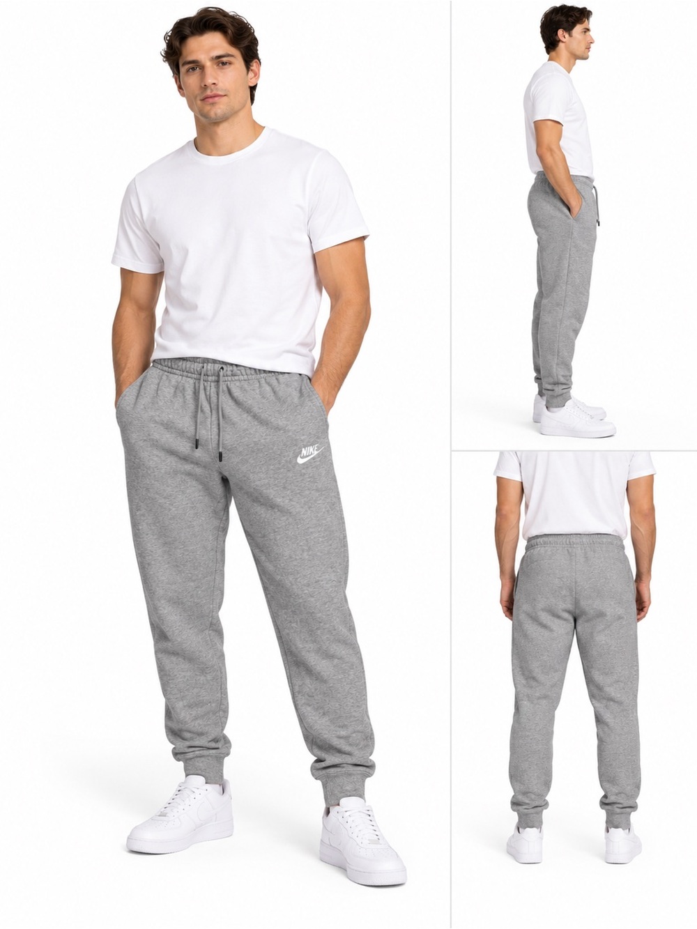 Nike Gray Fleece Jogger Sweatpants Men’s Size S Swoosh Logo Tapered